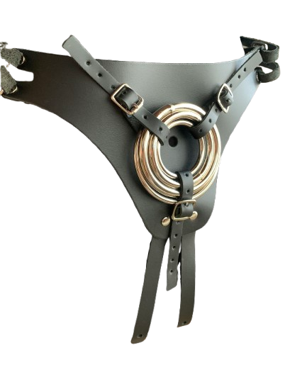 Cinta peniana preta de couro