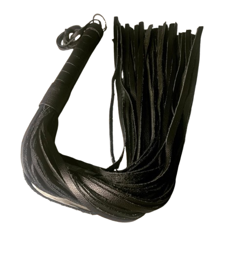 Flogger preto de couro cabo resvestido