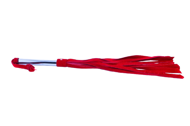 Flogger vermelho de couro cabo metalico